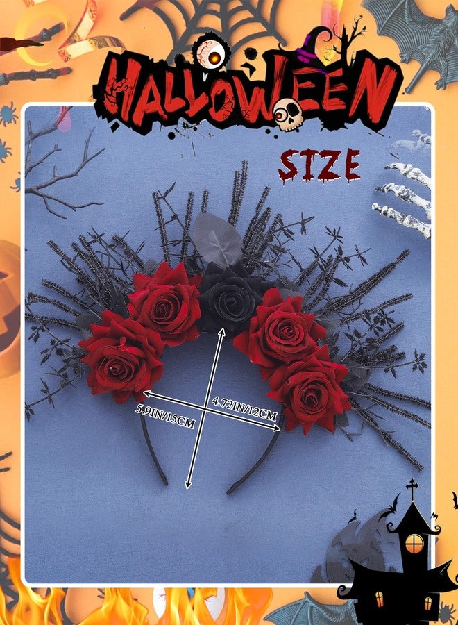 ووي طوق شعر مزين بالورود على شكل هالة زهور، مثالي لحفلات الهالوين وحفلات التنكر. مناسب لإطلالة يوم الموتى. طوق شعر قوطي أنيق للنساء. إكسسوارات شعر لحفلات الهالوين والتنكر. - Image 3