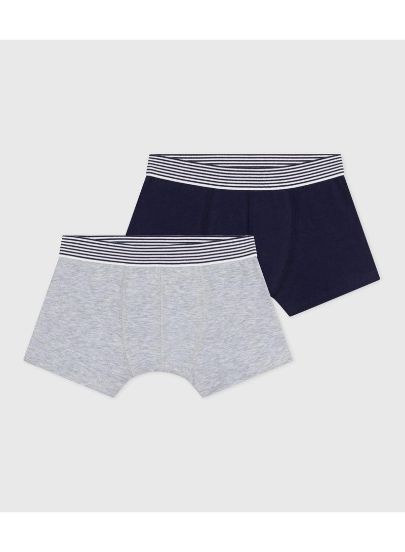 Petit Bateau Children's plain cotton and elastane boxers - 2-pack - Image 1