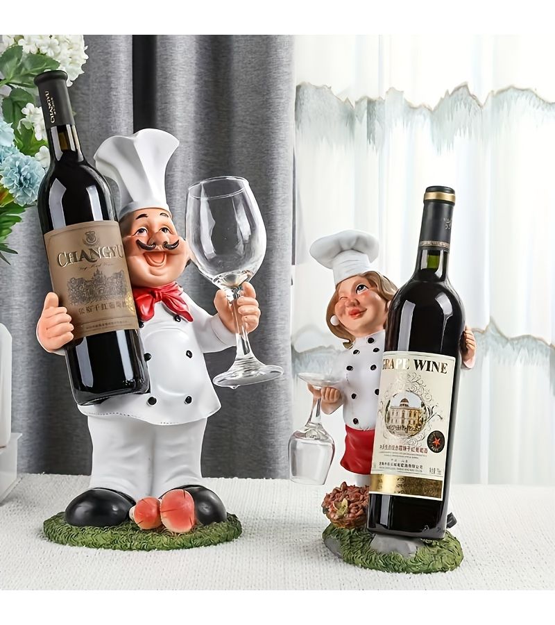 Male Chef Nordic Wine Rack for Kitchen Bar Living Room Home Decor - Image 1