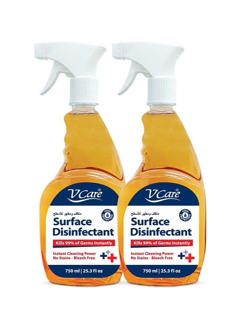 VCare Surface Disinfectant Trigger Spray 2 x 750ml  - Image 1