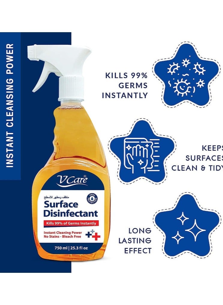 VCare Surface Disinfectant Trigger Spray 2 x 750ml  - Image 2