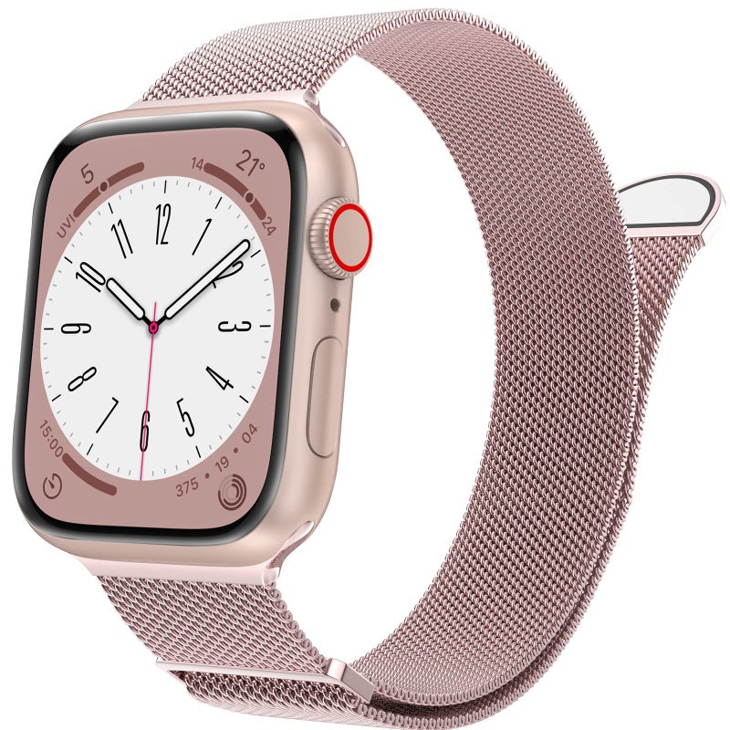 MARGE PLUS Compatible with Apple Watch Band Series 10, Ultra 2, SE, Ultra 9 8 7 6 5 4 Women and Men, Stainless Steel Mesh Loop Magnetic Clasp Replacement for iWatch Bands 38mm 40mm 41mm 42mm RosePink - Image 1