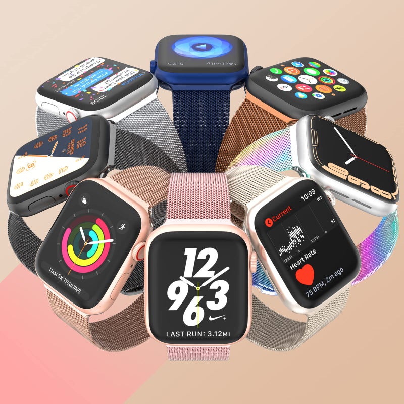 MARGE PLUS Compatible with Apple Watch Band Series 10, Ultra 2, SE, Ultra 9 8 7 6 5 4 Women and Men, Stainless Steel Mesh Loop Magnetic Clasp Replacement for iWatch Bands 38mm 40mm 41mm 42mm RosePink - Image 4