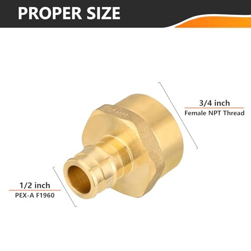 HeSun 5Pack HeSun PEXA Fitting 12 PEXA x 34 Female NPT Thread Expansion Adapter ASTM F1960PEX19601225 - Image 3