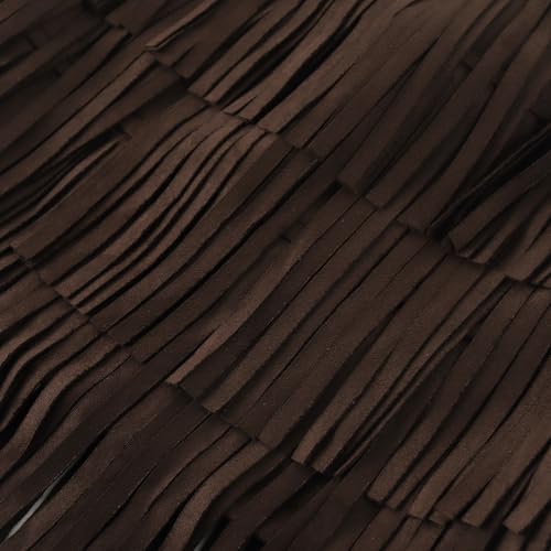 Noomelfish Girls Suede Fringe Skirt Boho Tassel Layered Ruffle Skirt, Coffee Brown, Size 7-8 Years - Image 5