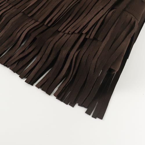 Noomelfish Girls Suede Fringe Skirt Boho Tassel Layered Ruffle Skirt, Coffee Brown, Size 7-8 Years - Image 4
