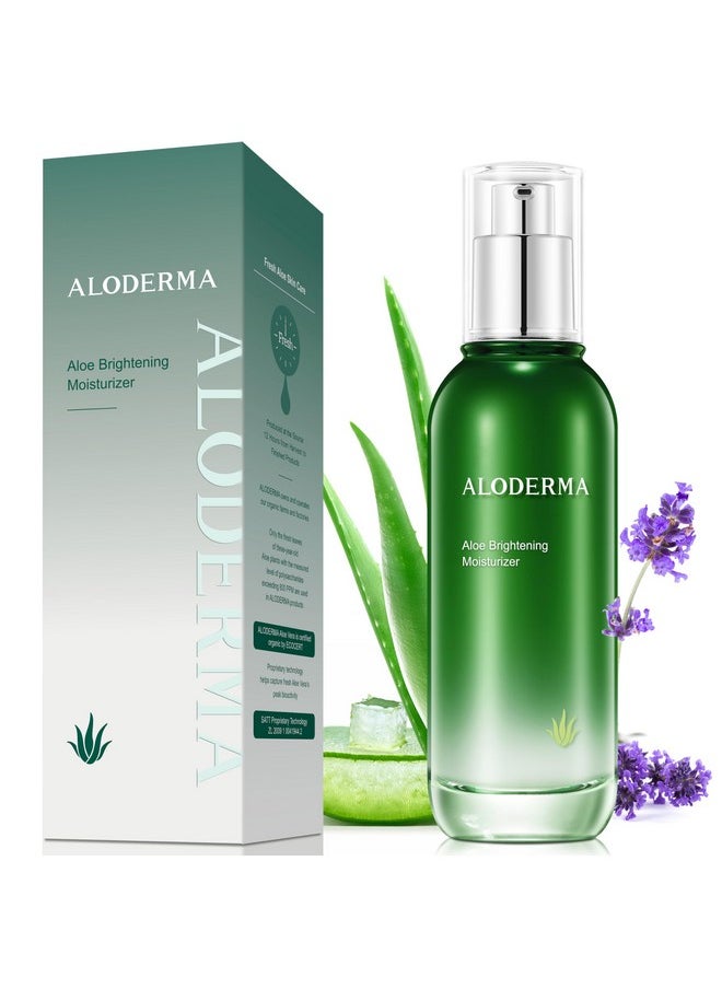 Aloderma Brightening Face Moisturizer With 75% Organic Aloe Vera Natural Aloe Facial Lotion To Nourish & Restore Radiance For Tired Dull Skin Revitalizing Lotion With Niacinamide Squalane 3.5Oz  - Image 1
