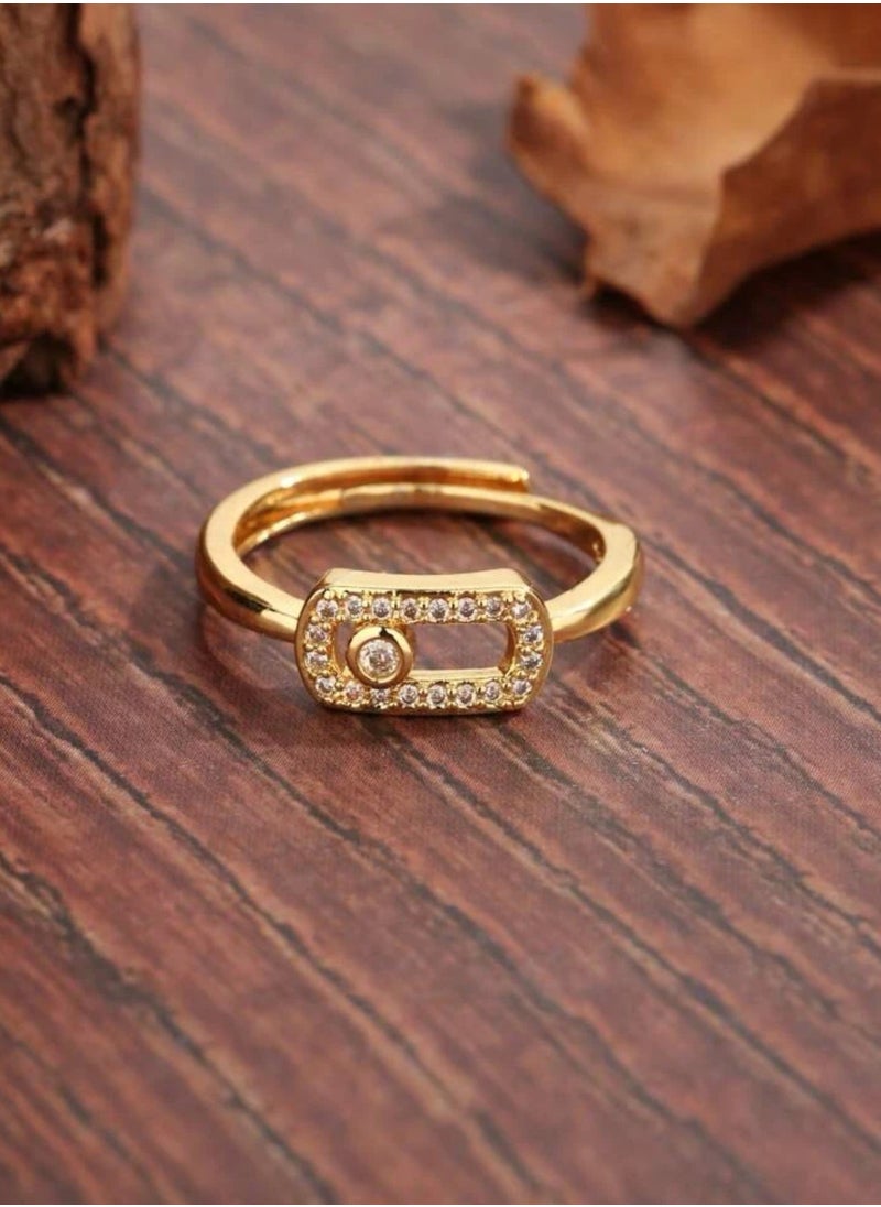 Elegance - Trendy Gold Plated Ring For Women One Size - Image 1