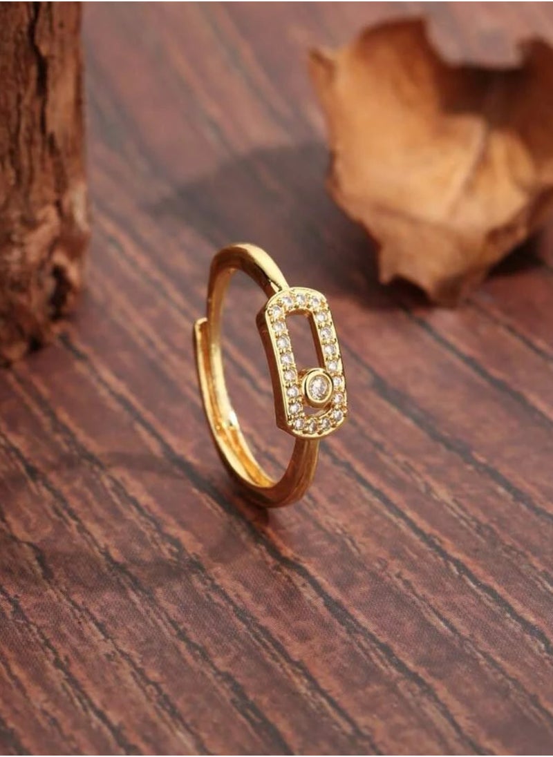 Elegance - Trendy Gold Plated Ring For Women One Size - Image 1
