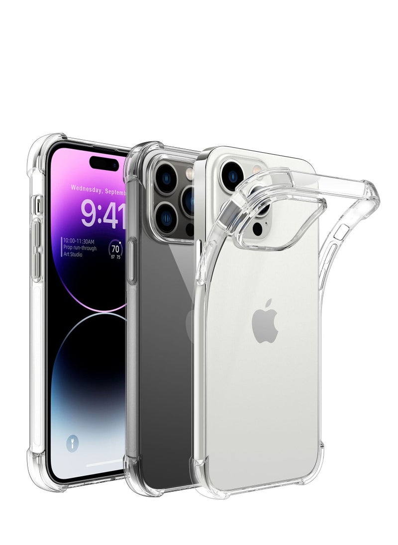Houmt iPhone 14 Pro Case Clear Soft Flexible TPU Anti-Shock Slim Transparent with 4 Corners Bumper Protective Cover (iPhone 14 Pro Clear)  - Image 1