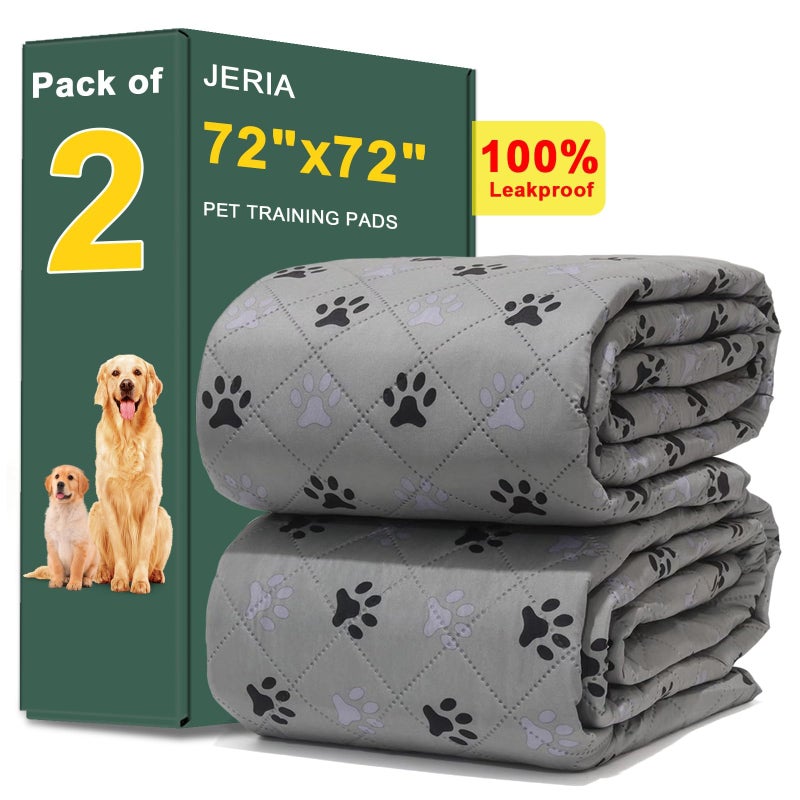 JERIA 2 Pack 72x 72 Waterproof Non Slip Wee Wee padReusable Washable Pee Pads for DogsAbsorbent and Leakproof Training Mats for Potty Bed Sofa Potty Training