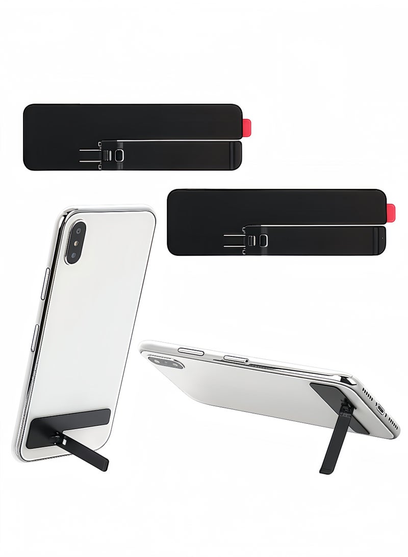 Peachjoy Ultra-Thin Invisible Phone Kickstand, 2 Pack Adjustable Vertical Horizontal Placement Phone Stand Phone case Metal Kick Stand Compatible with Any Cellphone (Black), Invisible Phone Kickstand - Image 1