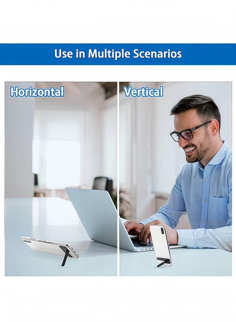 Peachjoy Ultra-Thin Invisible Phone Kickstand, 2 Pack Adjustable Vertical Horizontal Placement Phone Stand Phone case Metal Kick Stand Compatible with Any Cellphone (Black), Invisible Phone Kickstand - Image 2