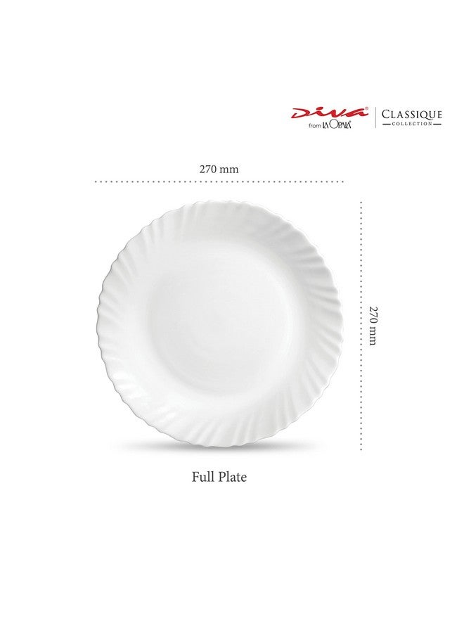 La Opala لا أوبالا ديفا، مجموعة كلاسيك، مجموعة أطباق زجاجية أوبال كاملة 11" 6 قطع، بيضاء بسيطة - Image 2