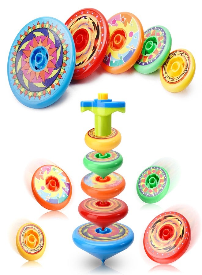 Sepco 4 Sets of 20PCS Super Stacking Spinning Tops Stackable Gyroscope Spinner Top Tower with Launcher Kit Manual Stacked Gyro Stack Spin Toys for Boys and Girls School Students Prizes - Image 1