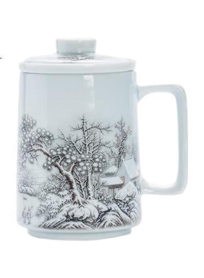 Changnan Jingdezhen Master Crafted Ceramic Mug With Lid, Tea Infuser, Office Executive Cup, Large Capacity Tea Cup - Image 1