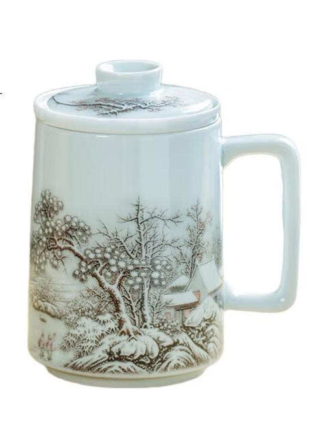 Changnan Jingdezhen Master Crafted Ceramic Mug With Lid, Tea Infuser, Office Executive Cup, Large Capacity Tea Cup - Image 2