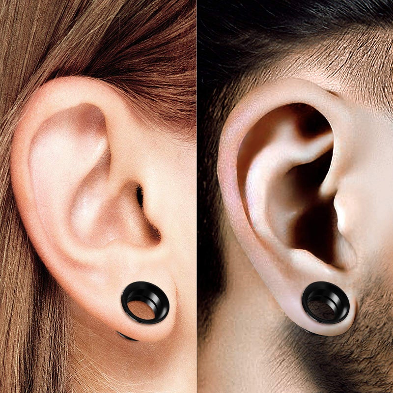 BIG GAUGES Pair of Black Anodized Gauges 14 mm Double Flared Screw Flesh Tunnel Plugs Piercing Jewelry Stretcher Ear Earring BGDFT 10676 - Image 5