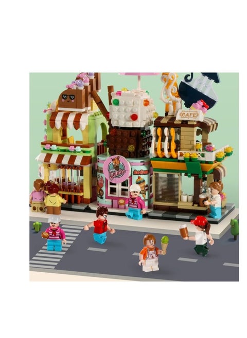SUNDAY BLOCK - 321 PCS - Ages 6+ - City Street View Series - Ice Cream Shop - Building Blocks Toy