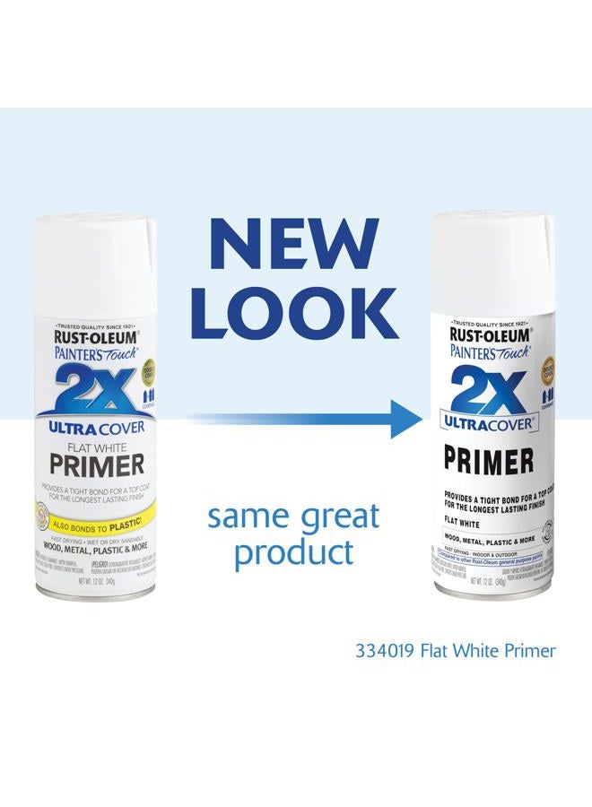 RUST-OLEUM 334019-6PK Painter's Touch 2X Ultra Cover Spray Primer, 12 oz, Flat White, 6 Pack - Image 2