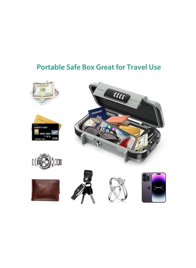 PROMASS PROMASS Portable Security Case, 4 Digit Combination Keys Lock Box, Portable Safe Box with Long Shackle, Smartphones, Passports, Credit Cards Safe for Playground, Beach, Travel, Grey  - Image 5