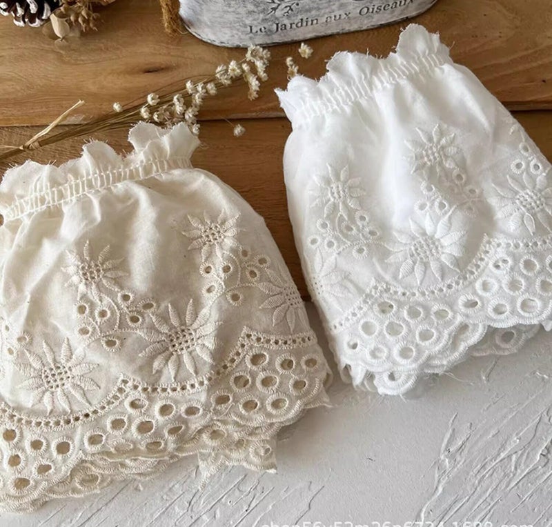 Kehuadiy 3 Yards 5.5 Inches Wide Sewing Cotton Ribbon, Vintage Pleated Lace Trim Cotton Lace Trim for Sewing Crafts Clothing Decoration Wedding Bridal DIY (Beige) - Image 5