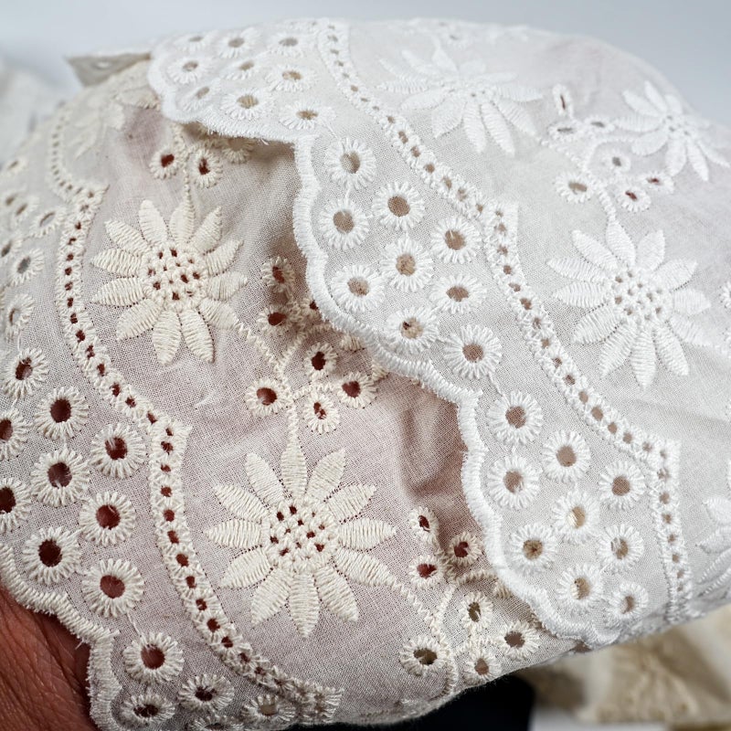 Kehuadiy 3 Yards 5.5 Inches Wide Sewing Cotton Ribbon, Vintage Pleated Lace Trim Cotton Lace Trim for Sewing Crafts Clothing Decoration Wedding Bridal DIY (Beige) - Image 3