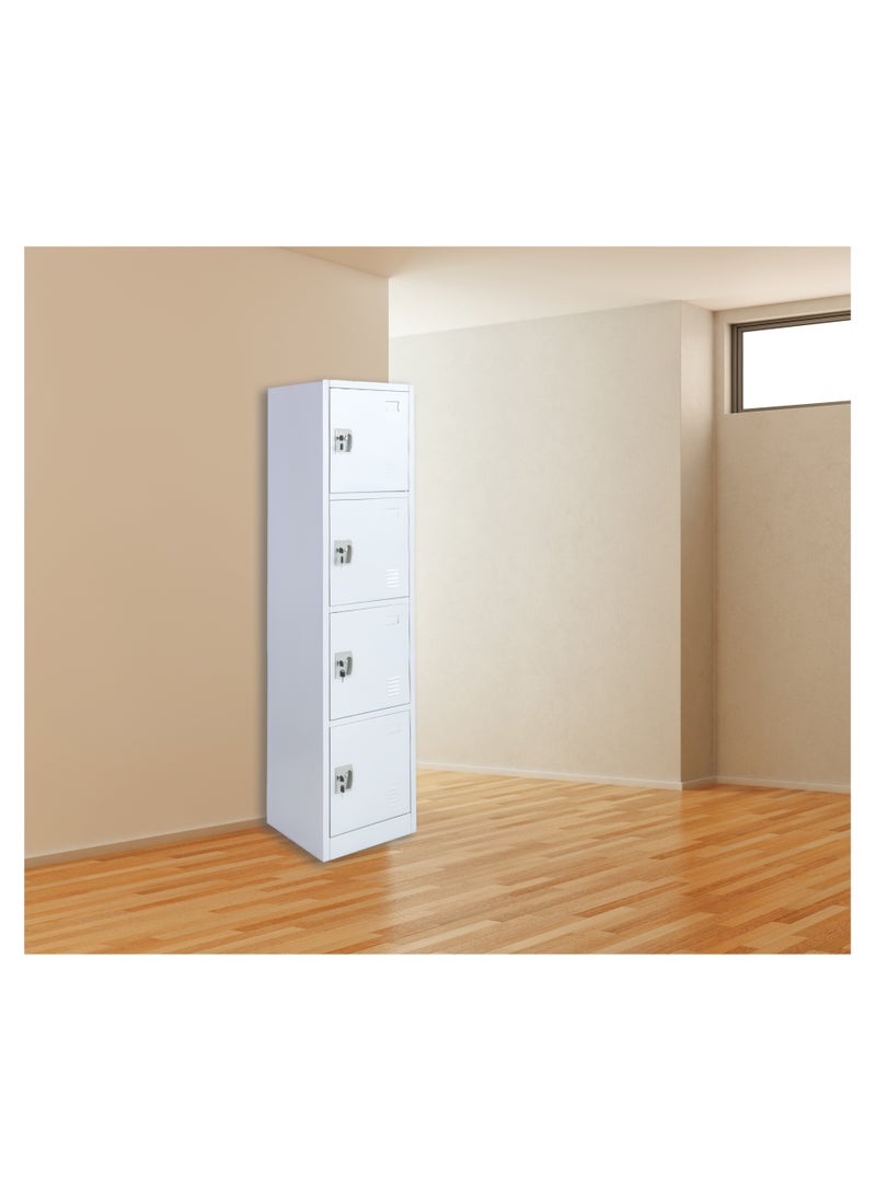 INFINI HOMES - INFINI HOMES 4 Door Metal Steel Storage Locker Cabinet with Plastic Handle (Grey, 45L X 40W X 183H, 4 Door) - Image 1