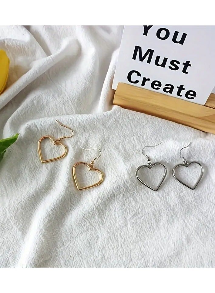 Home Clearance Sale Vintage Golden-Tone Hollow Heart Dangle Earrings - Chic & Simple Alloy Design with Hook Closure, Perfect for Parties & Valentine's Day Gift, Cute Earrings - Image 4