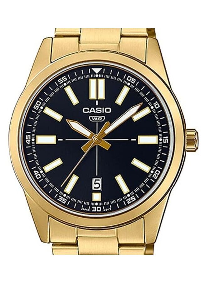 CASIO Men Black Dial Stainless Steel Gold Ion Plated Band Analog Wrist Watch MTP-VD02G-1EUDF - Image 3
