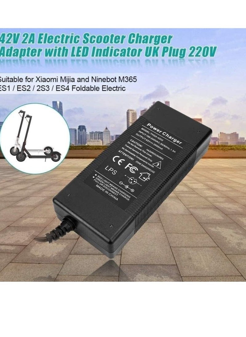ELTRAZONE - Electric Scooter Charger, 42V 2A Power Adapter Charger, with LED Charging Indicator for Xi-ao-mi Mi-jia Nine-bot M365 ES1 / ES2 / 2S3 - Image 1