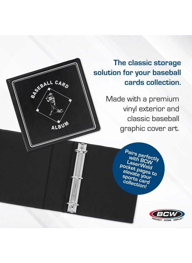 BCW Supplies 3" Baseball Album - Black | Premium Durable Binder for 90 Baseball Cards Heavy-Duty D-Ring, Lasting Durability, and Classic Display | Ideal for Collectors, Storage, and Card Protection - Image 2