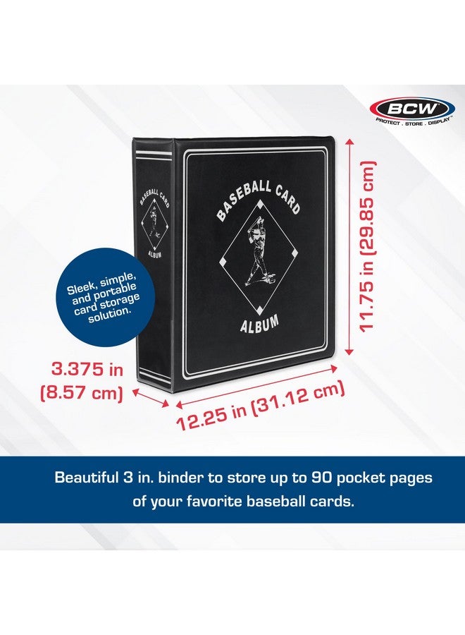 BCW Supplies 3" Baseball Album - Black | Premium Durable Binder for 90 Baseball Cards Heavy-Duty D-Ring, Lasting Durability, and Classic Display | Ideal for Collectors, Storage, and Card Protection - Image 3