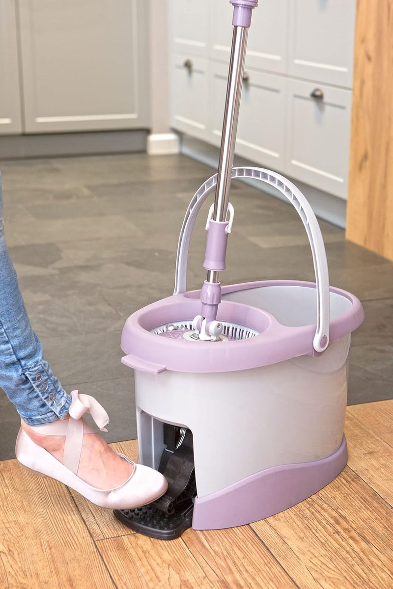 YORK Builtin Rotating Mop 360 Degree Auto Spin Foot Pedal Mop with Telescopic Handle and 2 Refills Modern Style for Efficient Floor Cleaning HighPerformance Mop System with Easy Handling - Image 2