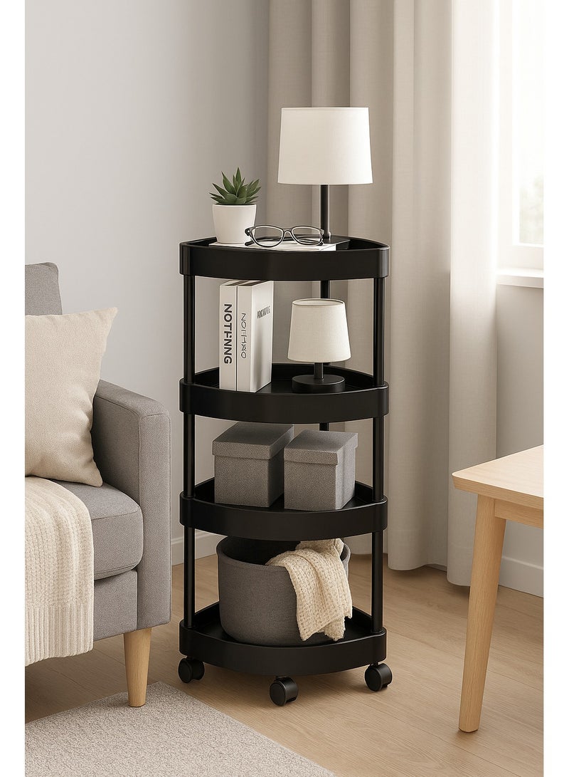 AIYISHI 4-Tier Rolling Storage Cart – Space-Saving Triangle Corner Shelf with Wheels, Multi-Purpose Organizer for Kitchen, Bathroom, Laundry & Living Room (Black)  - Image 3