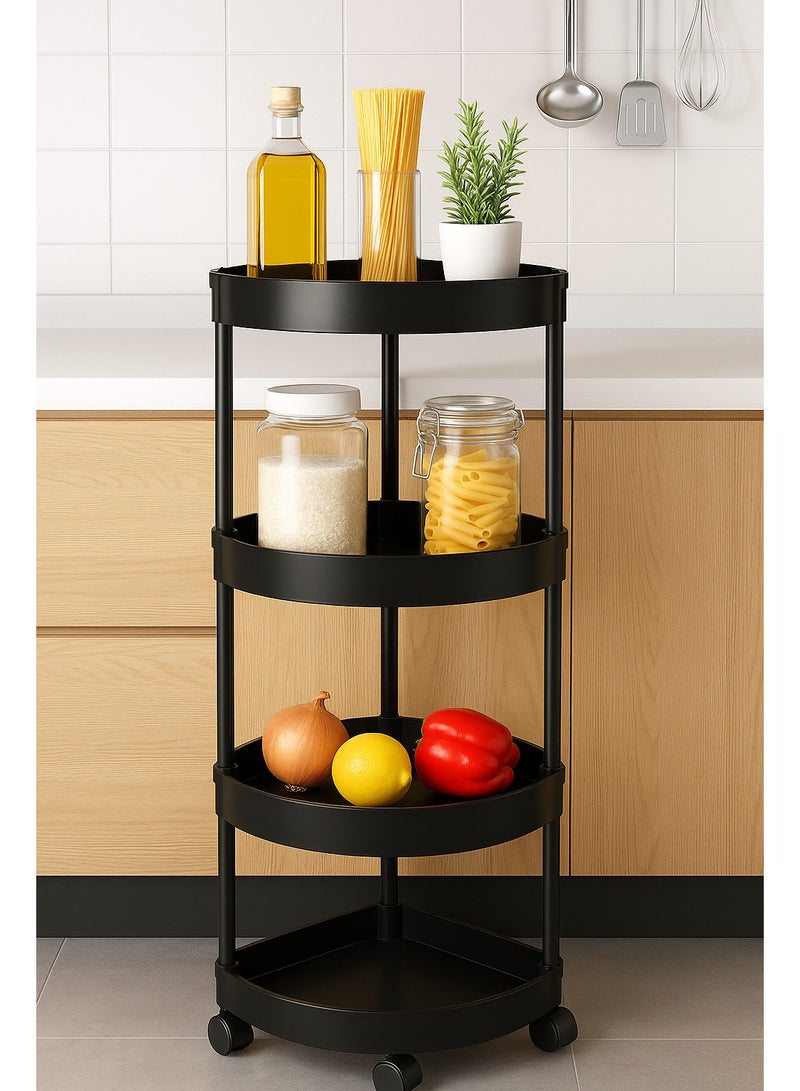 AIYISHI 4-Tier Rolling Storage Cart – Space-Saving Triangle Corner Shelf with Wheels, Multi-Purpose Organizer for Kitchen, Bathroom, Laundry & Living Room (Black)  - Image 5