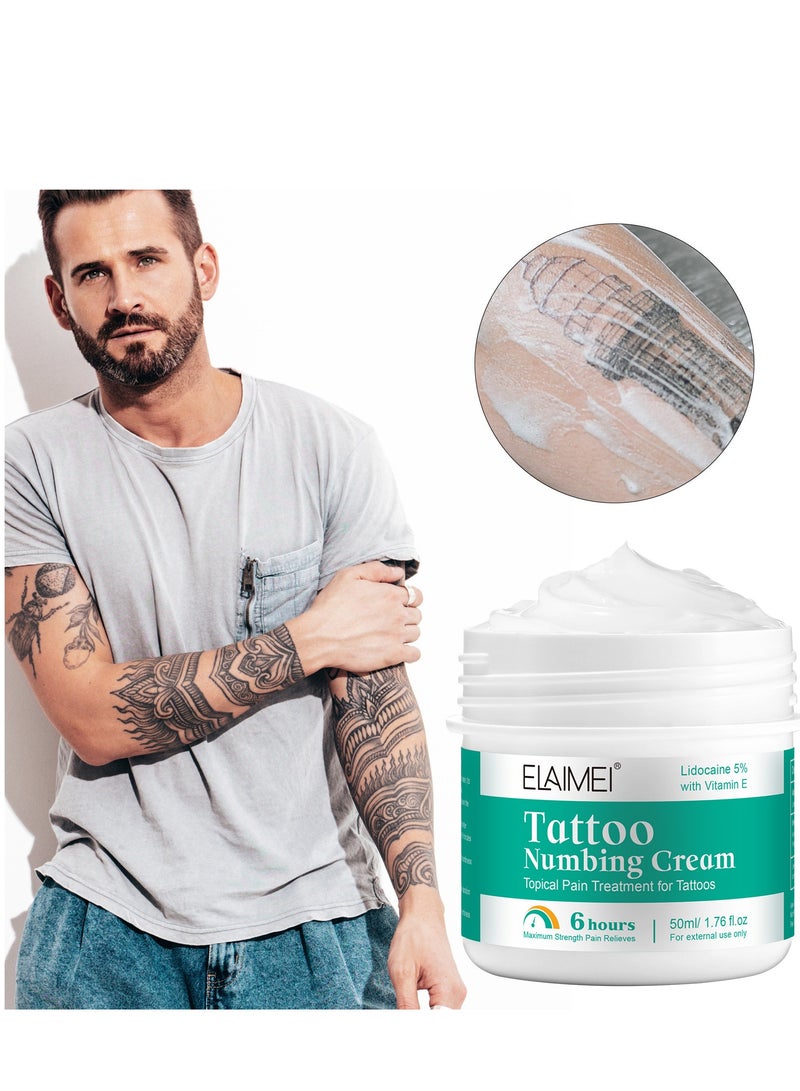 Elaimei Tattoo Numbing Cream, Pre-Tattoo Tattoo Cream, 6 Hours Max Strength Painless Tattoo Cream with Aloe Vera, Vitamin E - Image 2