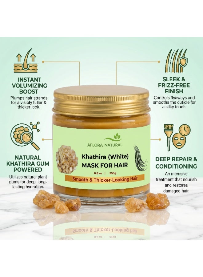 Aflora Natural White Kathira Hair Mask, Volumizing & Strengthening, Deeply Conditioning Botanical Mask for Smooth & Thicker-Looking Hair, 200g - Image 2