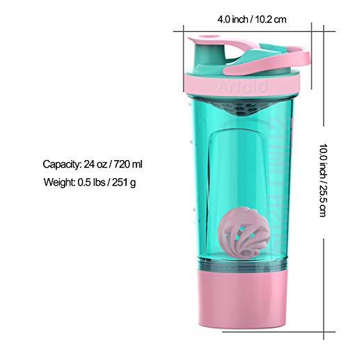 Artoid Mode Inspirational Fitness Workout Sports Protein Shaker Bottle 24-Ounce, Dual Mixing Technology with Shaker Balls & Mixing Grids Included, Twist and Lock Protein Box Storage Included - Image 4