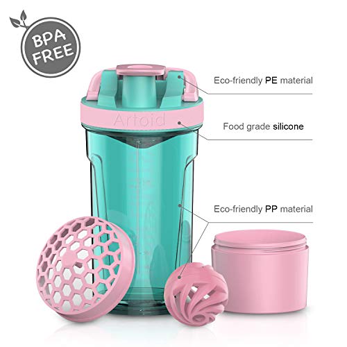 Artoid Mode Inspirational Fitness Workout Sports Protein Shaker Bottle 24-Ounce, Dual Mixing Technology with Shaker Balls & Mixing Grids Included, Twist and Lock Protein Box Storage Included - Image 3