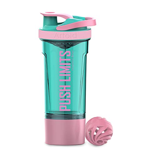 Artoid Mode Inspirational Fitness Workout Sports Protein Shaker Bottle 24-Ounce, Dual Mixing Technology with Shaker Balls & Mixing Grids Included, Twist and Lock Protein Box Storage Included - Image 1