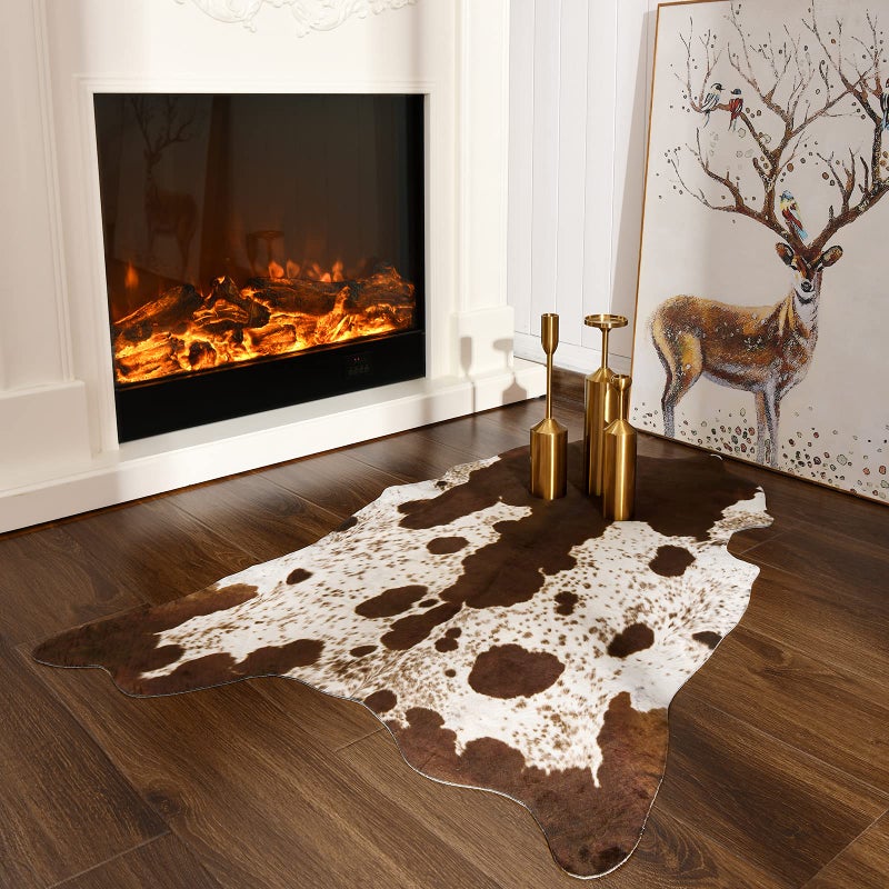 Foxmas Faux Cowhide Rug Cow Print Rugs for Bedroom Living Room  Western Home Decor Cow Hide Animal Rug  Cow Print Western Rugs  Faux Fur Fabric Rug Animal Print Carpet  2.3x3.6 Feet - Image 2
