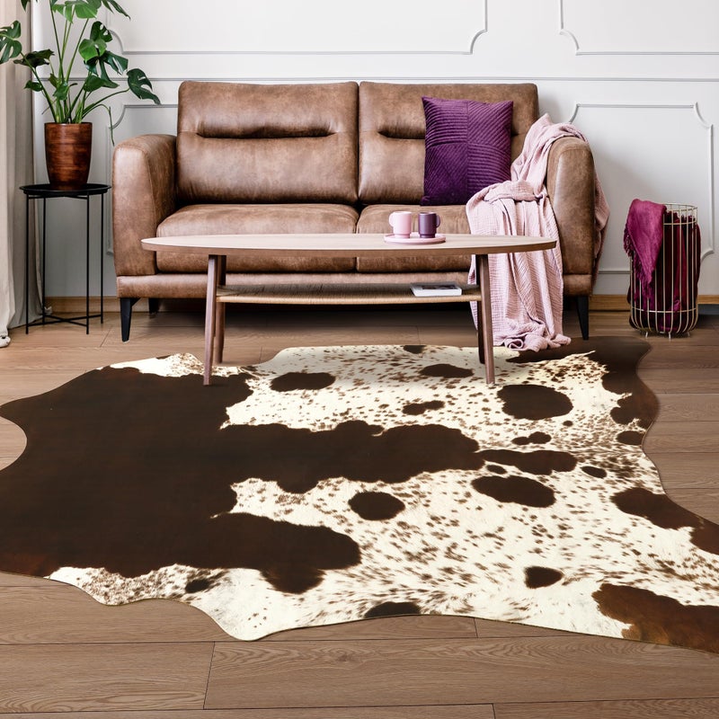 Foxmas Faux Cowhide Rug Cow Print Rugs for Bedroom Living Room  Western Home Decor Cow Hide Animal Rug  Cow Print Western Rugs  Faux Fur Fabric Rug Animal Print Carpet  2.3x3.6 Feet - Image 1