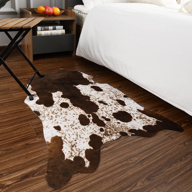 Foxmas Faux Cowhide Rug Cow Print Rugs for Bedroom Living Room  Western Home Decor Cow Hide Animal Rug  Cow Print Western Rugs  Faux Fur Fabric Rug Animal Print Carpet  2.3x3.6 Feet - Image 3