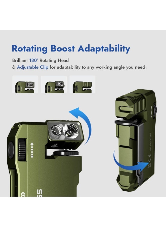 WUBEN G5 Flashlight Rechargeable Torch Light, 400 Lumens Super Bright Keychain Flashlight with RGB light, EDC Mini Magnetic Keychain Pocket Torch, Lightweight Camping Torch for Outdoor Home (Green) - Image 5