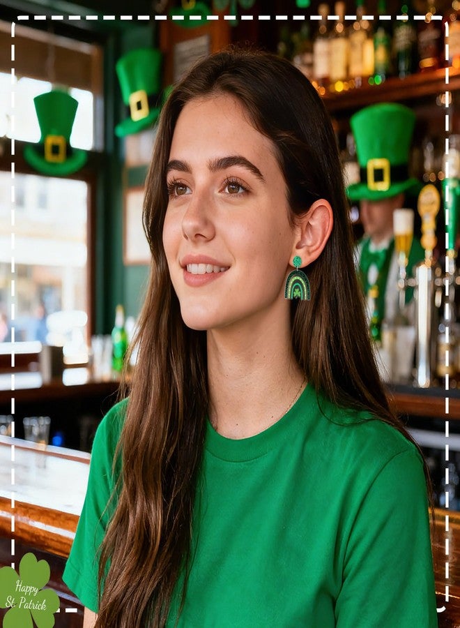 Smilelife St. Patrick's Day Earrings for Women Acrylic Green Clover Green Hat Rainbow Dangle Earrings St. Patrick's Day Accessories Irish Good Luck Jewelry (Rainbow) - Image 5