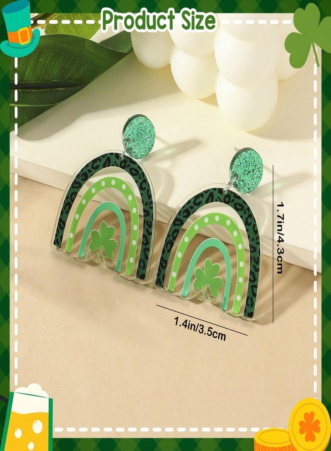 Smilelife St. Patrick's Day Earrings for Women Acrylic Green Clover Green Hat Rainbow Dangle Earrings St. Patrick's Day Accessories Irish Good Luck Jewelry (Rainbow) - Image 3