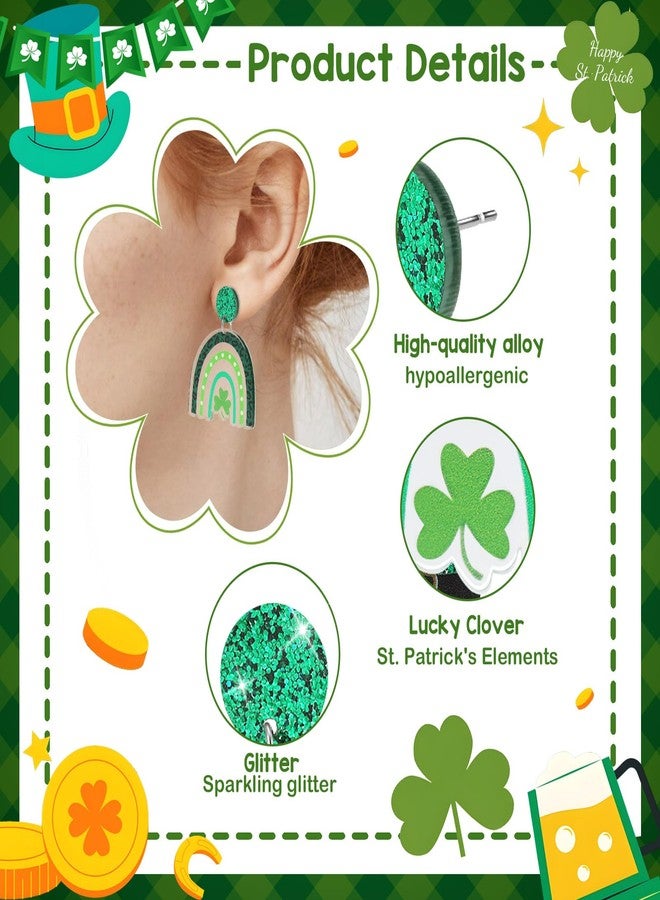 Smilelife St. Patrick's Day Earrings for Women Acrylic Green Clover Green Hat Rainbow Dangle Earrings St. Patrick's Day Accessories Irish Good Luck Jewelry (Rainbow) - Image 2