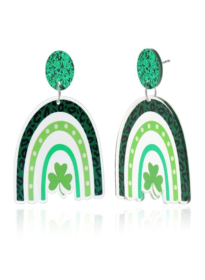 Smilelife St. Patrick's Day Earrings for Women Acrylic Green Clover Green Hat Rainbow Dangle Earrings St. Patrick's Day Accessories Irish Good Luck Jewelry (Rainbow) - Image 1