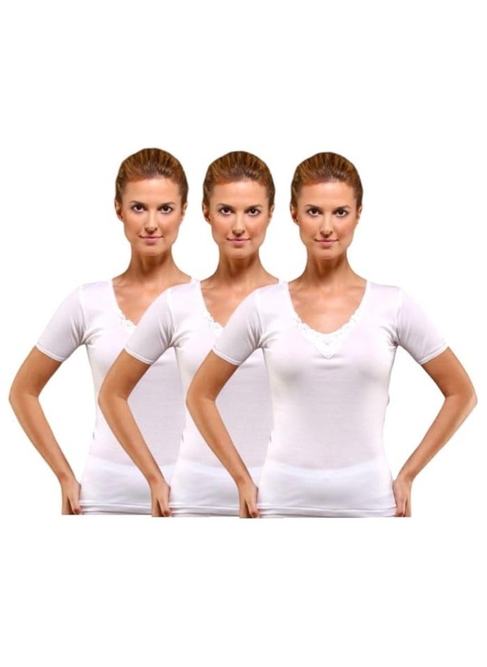 DeloPik - Ladies Cotton tshirt and boxer underwear white undershirt for women(PACK OF 1)(L) - Image 1